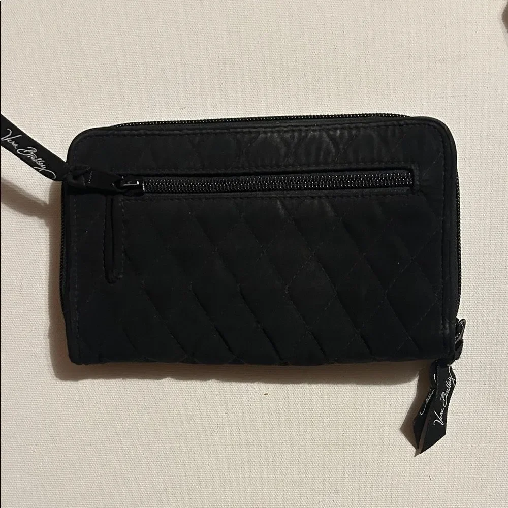 Vera Bradley Black Quilted Wallet with Silver Accents